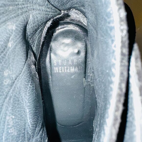 Stuart Weitzman Boots Womens 6 Black Suede Ankle Bootie Heeled Buckle Shoes - Picture 9 of 11